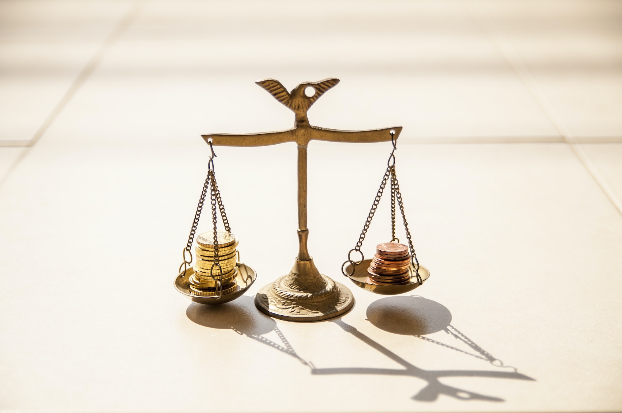 Coins on weight scale